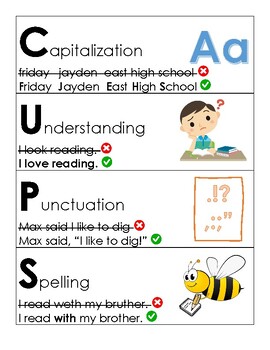 Preview of CUPS Sentence Editing Poster and Individual Student Cards