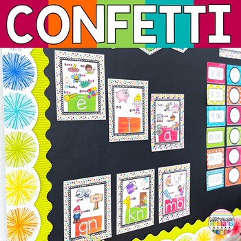 Preview of Phonics Posters Vowel Valley Wall Science of Reading- Confetti Classroom Decor
