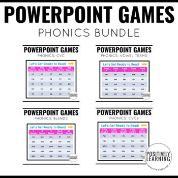 Preview of Phonics PowerPoint Jeopardy Style Games Bundle