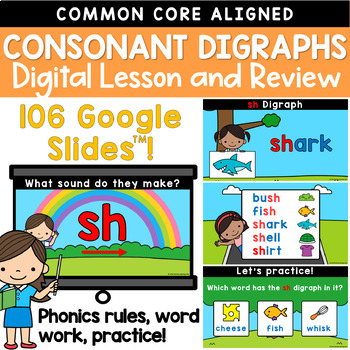 Preview of Phonics Practice Consonant Digraphs Google Slides Digraph Word Work