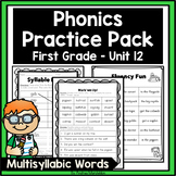 Phonics Practice Pack First Grade Unit 12 Multisyllabic Words