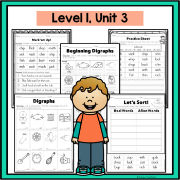 phonics practice pack first grade unit 3 consonant digraphs tpt