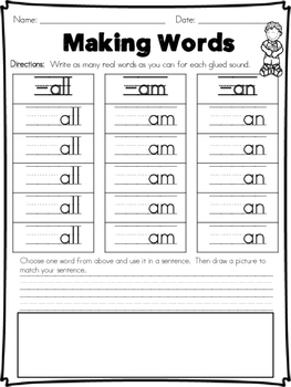 Phonics Practice Pack First Grade Unit 5 (-all, -am, -an) by Andrea