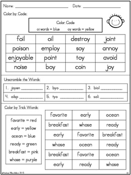 level 2 unit 12 phonics practice sounds of oi oy by andrea marchildon