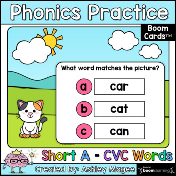 Preview of Phonics Practice Short a CVC Words - Free Boom Cards Digital Distance Learning