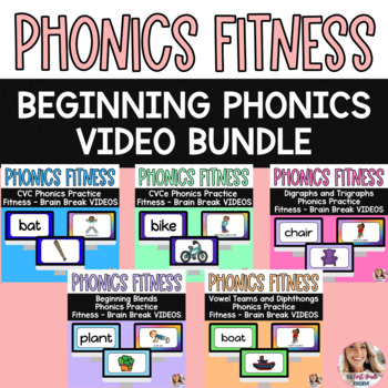 Preview of Phonics Fitness Practice Videos Beginning Skills Bundle