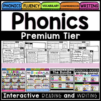 Preview of Phonics Reading Comprehension Passages Bundle - Phonics Worksheets - Premium