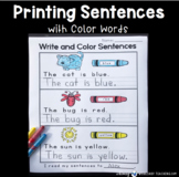 Phonics: Printing Simple Sentences with Color Words (from 