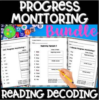 Preview of Phonics and Reading Decoding Progress Monitoring Assessments - Bundle