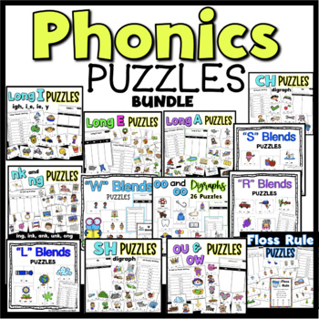 Phonics Puzzles Year Long Growing Bundle by Courtney's Curriculum Creations