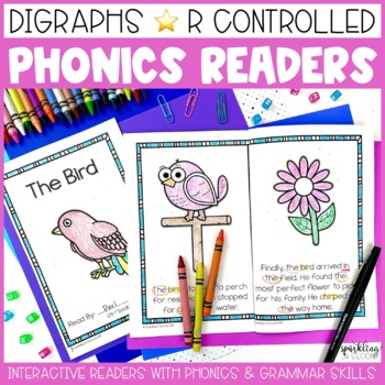 Preview of Printable Phonics Decodable Readers | Digraphs and R-Controlled Vowels
