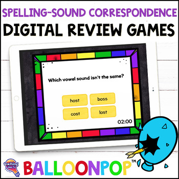 Preview of 2nd Grade Spelling-Sound Correspondences Digital Phonics Review Game BalloonPop™