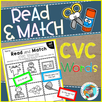 Preview of Worksheets for CVC Words | Reading Comprehension | Read and Match Sentences