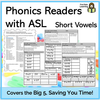 Preview of Phonics Readers with American Sign Language (ASL) - Short Vowels