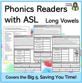 Preview of Phonics Readers with American Sign Language (ASL) - Long Vowels and R-Controled