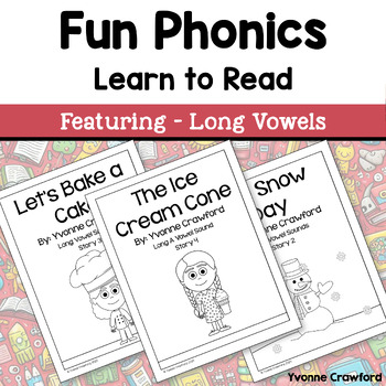 Preview of Phonics Reading Bundle Long Vowels Book Decodable Reading Comprehension Fluency