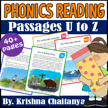 Preview of Phonics Reading Comprehension Passages | U to Z