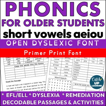 Preview of Early Phonics Remedial Intervention Older Students EL/ESL Dyslexia Short Vowels