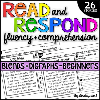 Preview of Phonics Reading Passages - Fluency & Comprehension - Blends & Digraphs Beginners