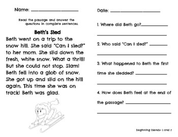 Phonics Reading Passages and Comprehension Questions FREEBIE sample!