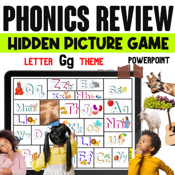 Preview of Phonics Review Game, Uppercase and Lowercase letters, HIDDEN PICTURE, Letter G