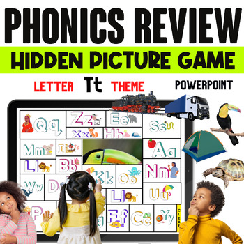 Preview of Phonics Review Game, Uppercase and Lowercase letters, HIDDEN PICTURE, Letter T