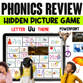 Preview of Phonics Review Game, Uppercase and Lowercase letters, HIDDEN PICTURE, Letter U