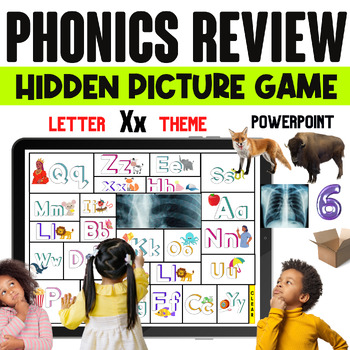 Preview of Phonics Review Game, Uppercase and Lowercase letters, HIDDEN PICTURE, Letter X