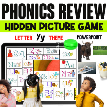 Preview of Phonics Review Game, Uppercase and Lowercase letters, HIDDEN PICTURE, Letter Y