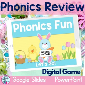 Preview of Phonics Review Spring Fun Digital Game for Google Slides and PowerPoint