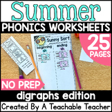Phonics Review Summer Digraphs Worksheets | Digraphs Phoni