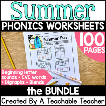 Preview of Phonics Review for Summer Bundle End of Year Phonics Summer Worksheets