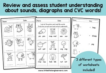 phonics worksheets and assessment packet prep and foundation tpt