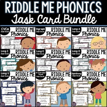 Preview of Phonics Task Cards - Phonics Riddles - Phonics Centers