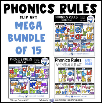 Preview of Phonics Rules Clip Art Mega Bundle Images Color Black White