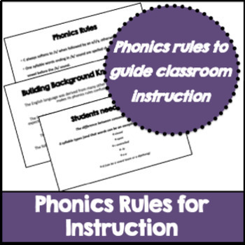 Preview of Phonics Rules for Instruction