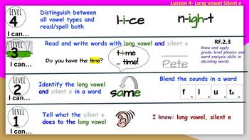 Preview of Phonics Scale RF.2.3 Long vowel silent e