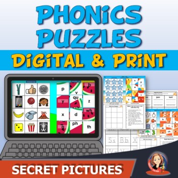 Preview of Phonics Secret Picture Puzzles Digital and Print 