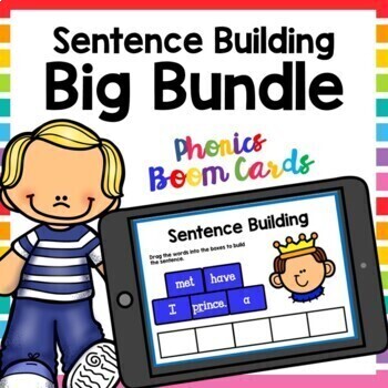 Preview of Phonics Sentence Building Boom Cards Big Bundle - Sentence Building Game