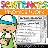 Phonics Sentences Worksheets - CVC, Long Vowels, Digraphs,