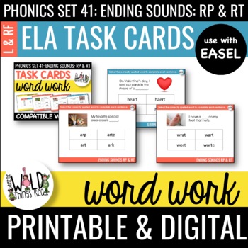 Preview of Phonics Set 41: Printable Task Cards Compatible with Easel: RP & RT Endings