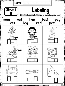 family e short worksheets word E Tiny by Short Teaching Packet Phonics Shack Family Word