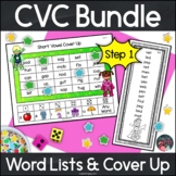 CVC Short Vowel Words Bundle of Word Lists and Cover Up Ga