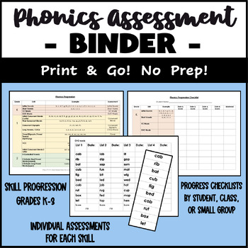 Preview of Phonics Skill Assessment Binder - Baseline & Progress Monitoring