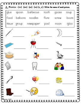 Long U (ue, ew, oo, ou) & Review of Other First Grade Skills - Phonics ...