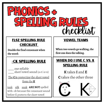 Preview of Phonics Skills for Reading Checklist | FLOSS Rule | Vowel Teams | FREEBIE