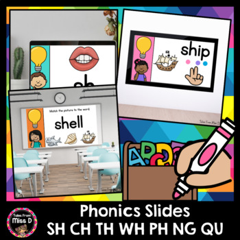 Preview of Phonics Slides - SH CH TH WH PH NG QU - Animated Phonics Slides