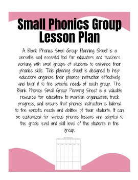 Preview of Phonics Small Group Plan