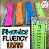 Reading Fluency Phonics Word Lists for K and 1st grade SOR