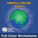 Phonics and Spelling Book 4 Full Color Worksheets ESL ELL 